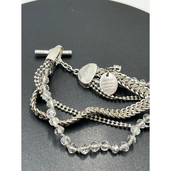 Henri Bendel Vintage Multistrand Silver-tone Clear Crystal Chain Toggle Bracelet - Picture 7 of 10